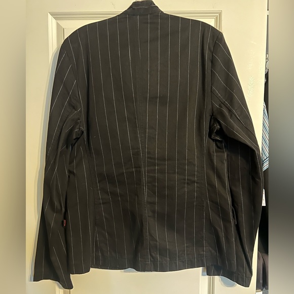 Tripp NYC Mens Black Pinstripe Button Blazer Jacket Y2K Goth Punk Daangoodman - Picture 4 of 8